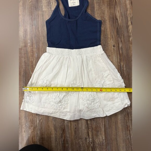 Abercrombie Kids Y2K Floral White Skirt Navy Blue Top Dress Size XL Preppy Cute - Picture 8 of 10